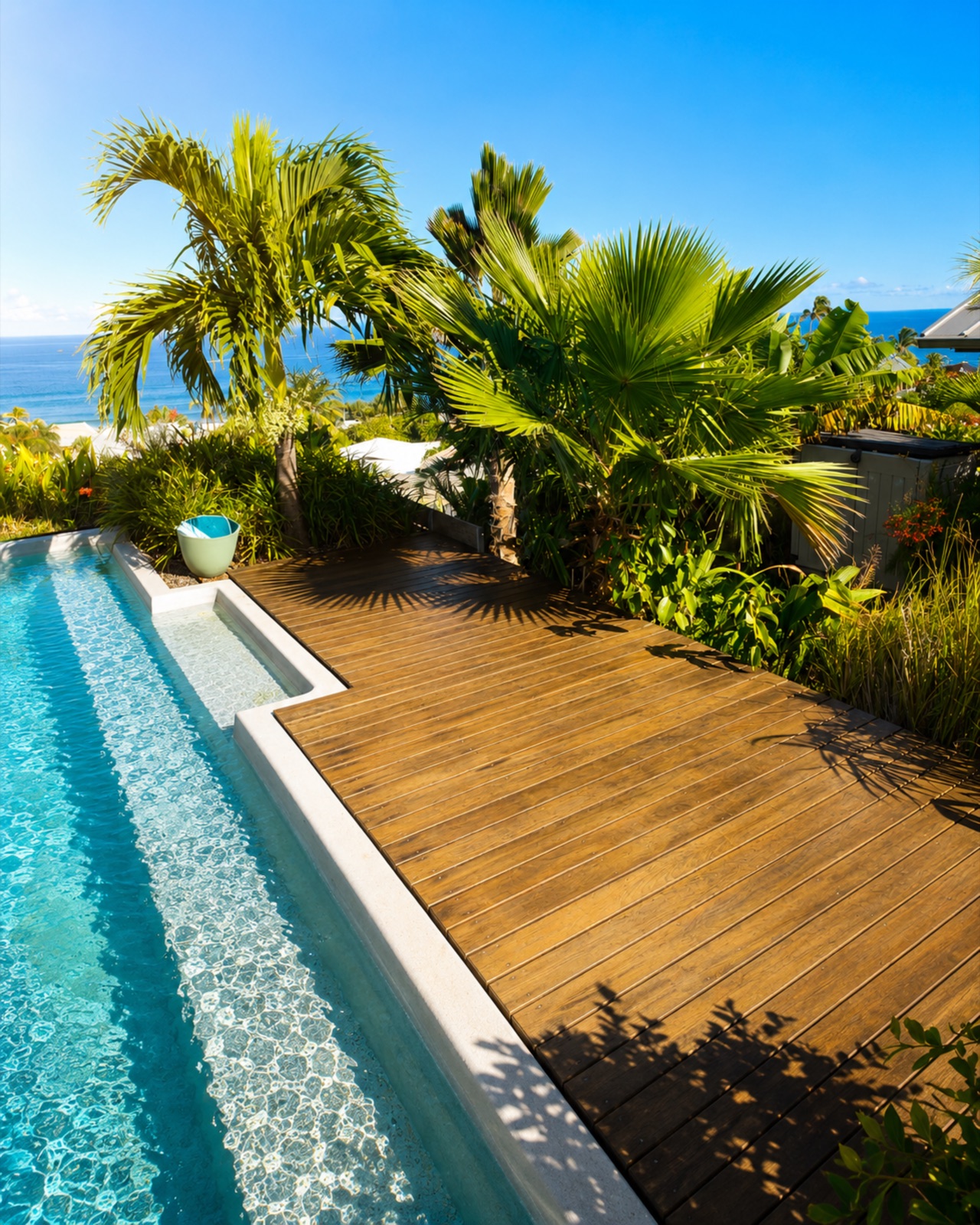 Piscine à débordement, vue océan