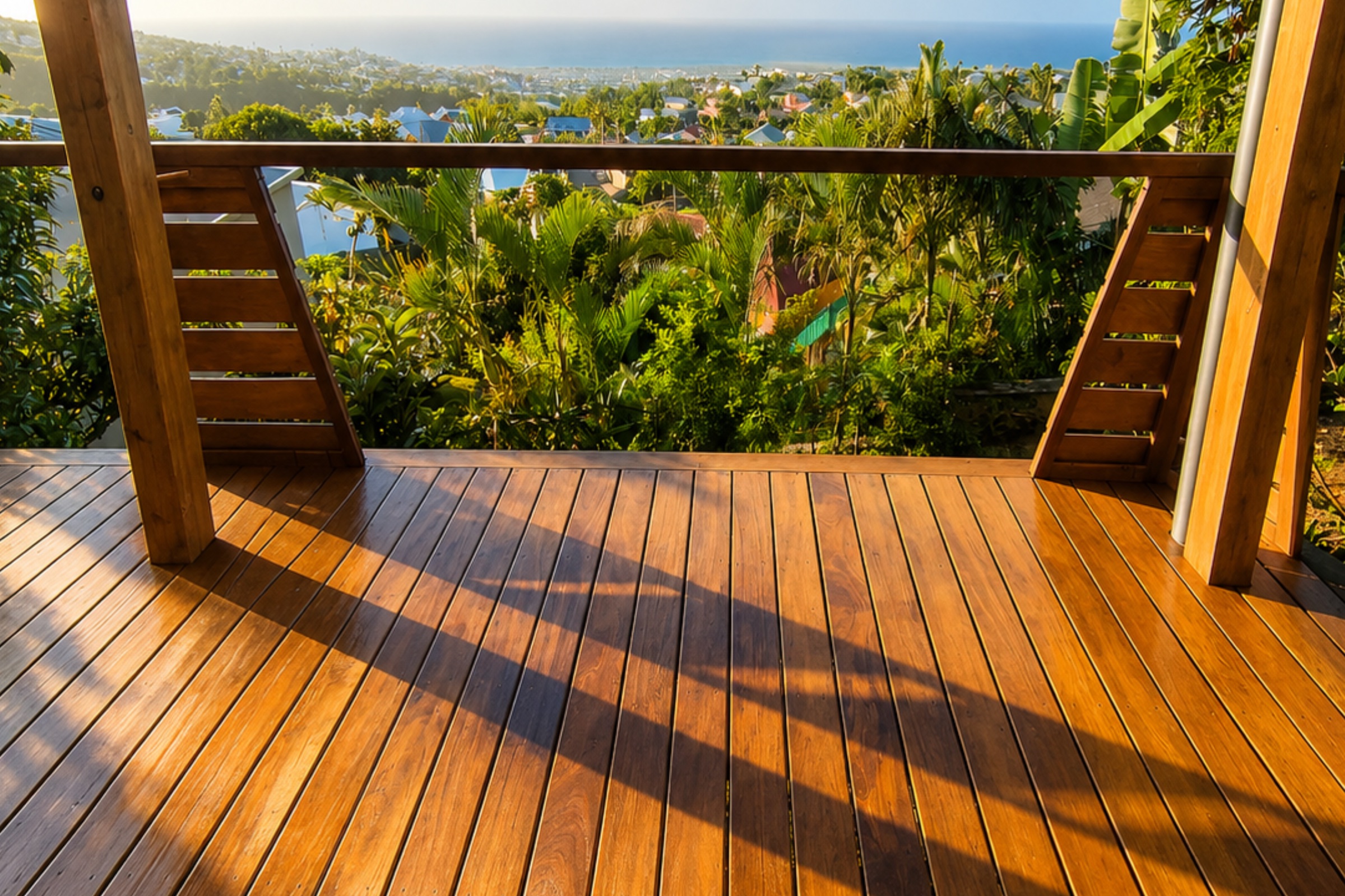 Terrasse bois AMMO avec vue panoramique sur La Réunion